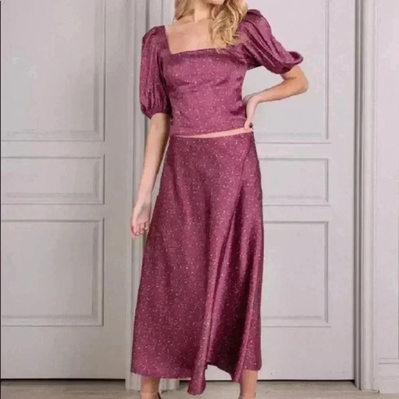 🆕Senlis Whispy Rose Michele Puff Sleeve Top S🆕 - Picture 2 of 15